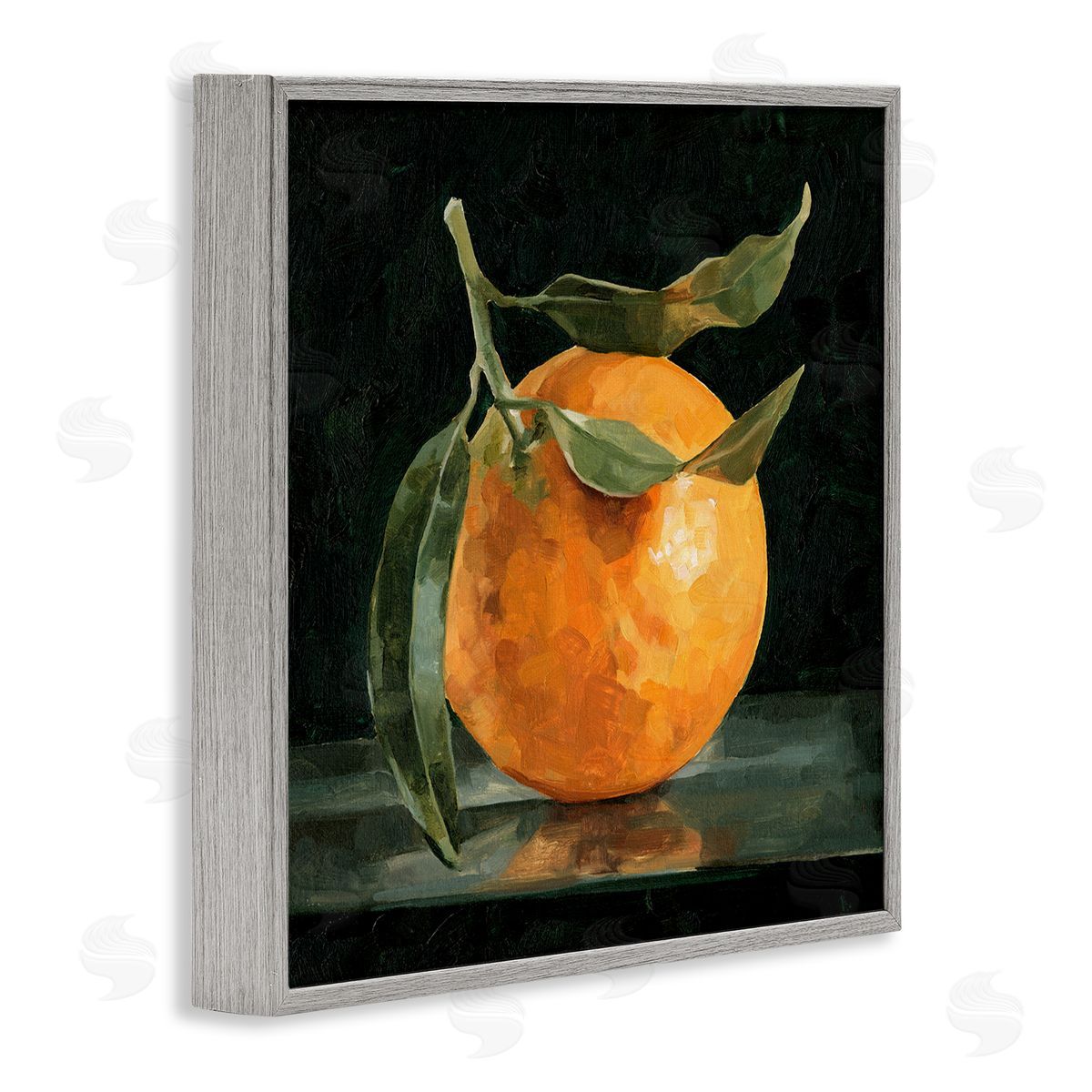 Emma Caroline Orange with Stem on Black Gray Framed Giclee Wall Art