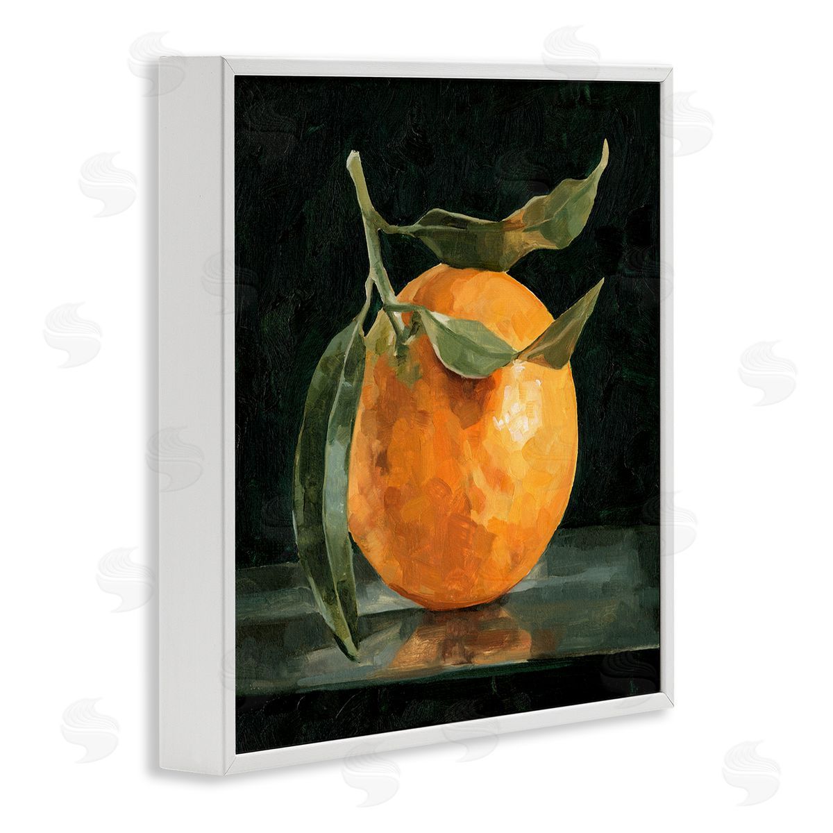 Emma Caroline Orange with Stem on Black White Framed Giclee Wall Art