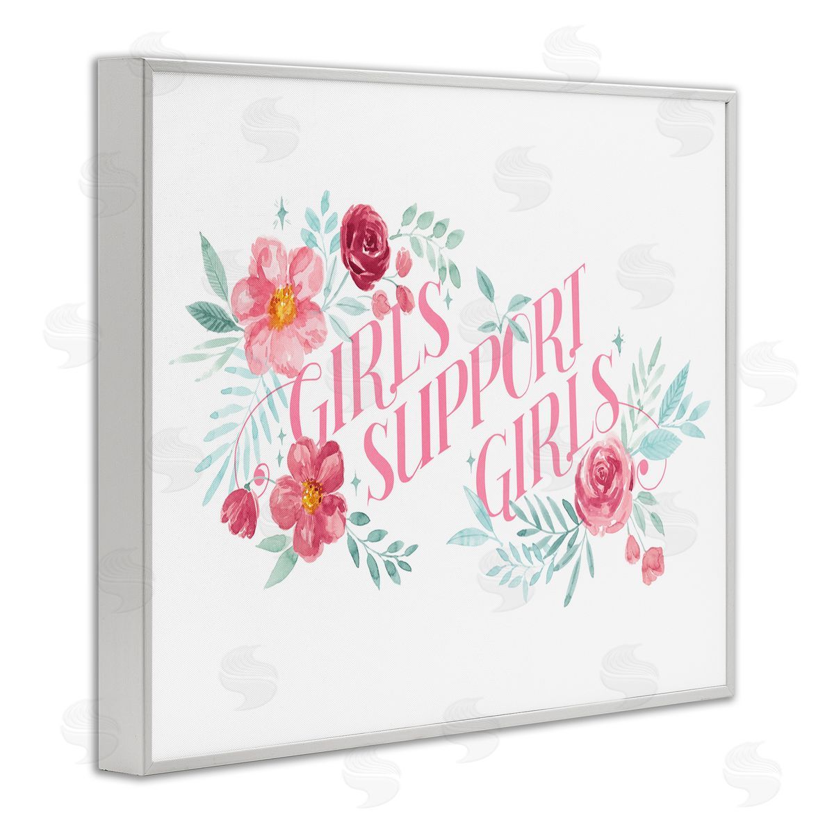 Grace Popp Girls Support Girls Pink Florals White Framed Giclee Wall Art
