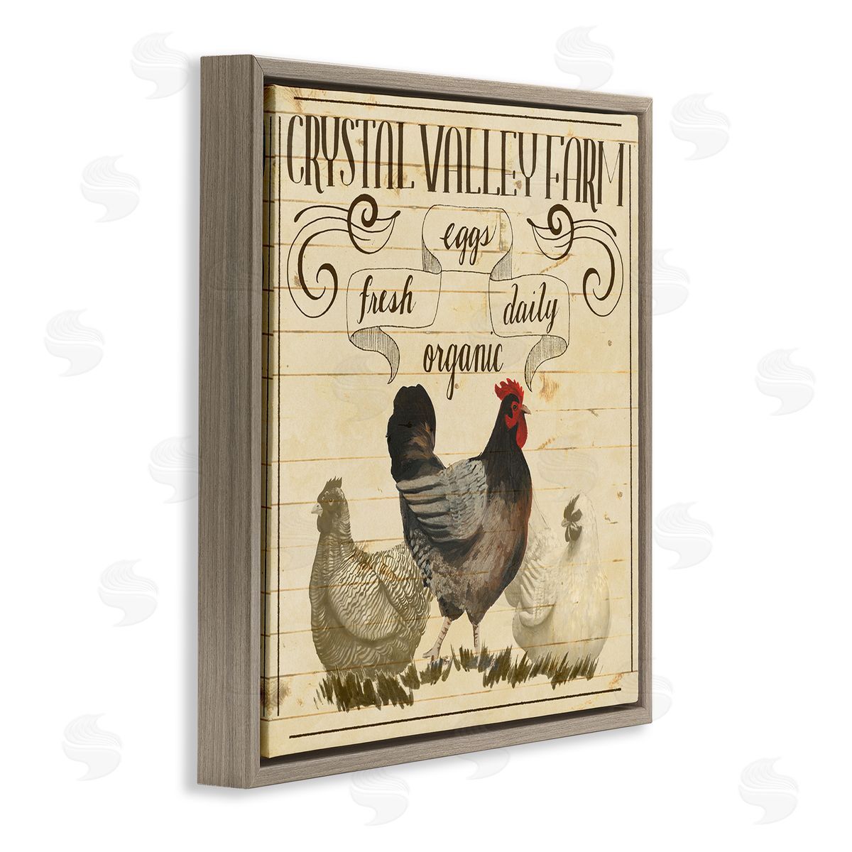 Grace Popp Organic Farm Eggs Vintage Brown Floater Frame Canvas Art