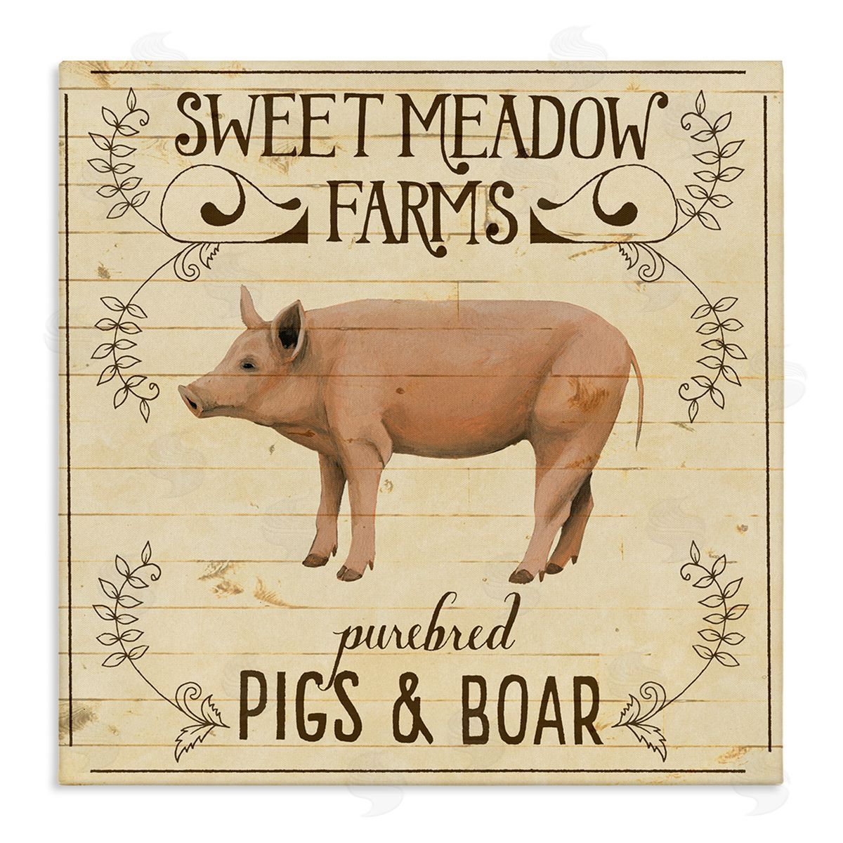 Grace Popp Vintage Farm Pig Advertisement Canvas Wall Art