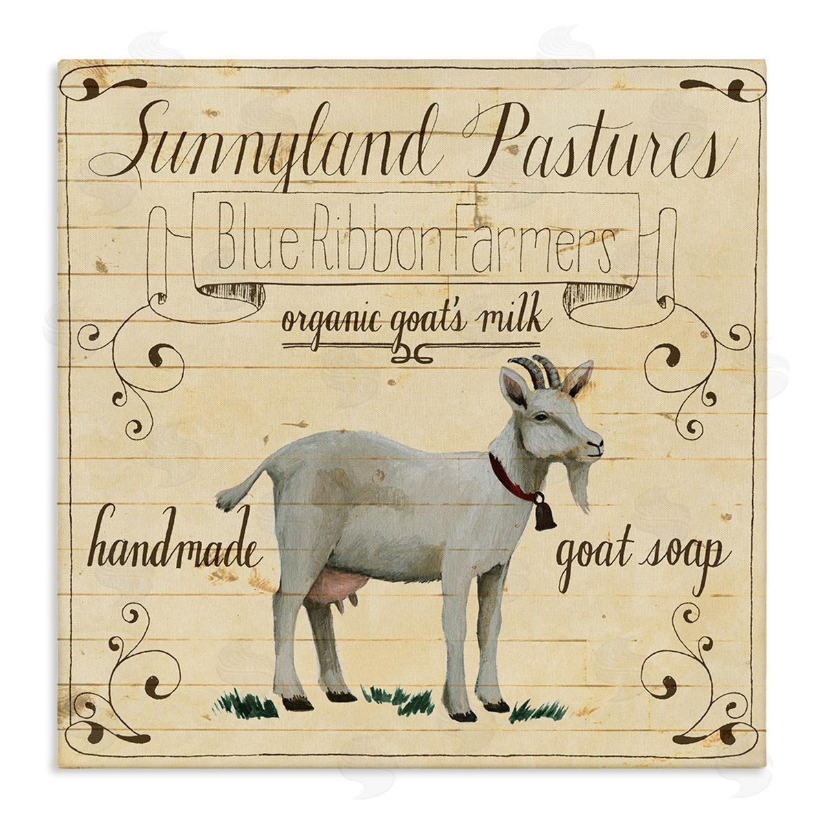 Grace Popp Vintage Farm Goat Milk Advertisement Canvas Wall Art