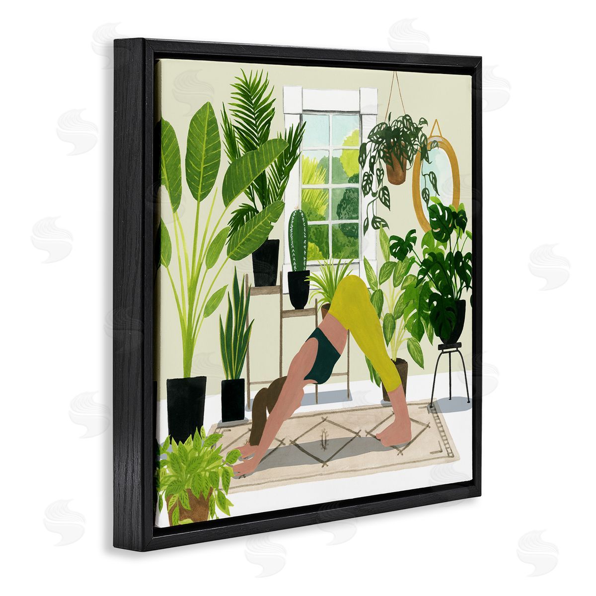 Grace Popp Female Yoga Modern Plant Room Black Floater Frame Canvas Art