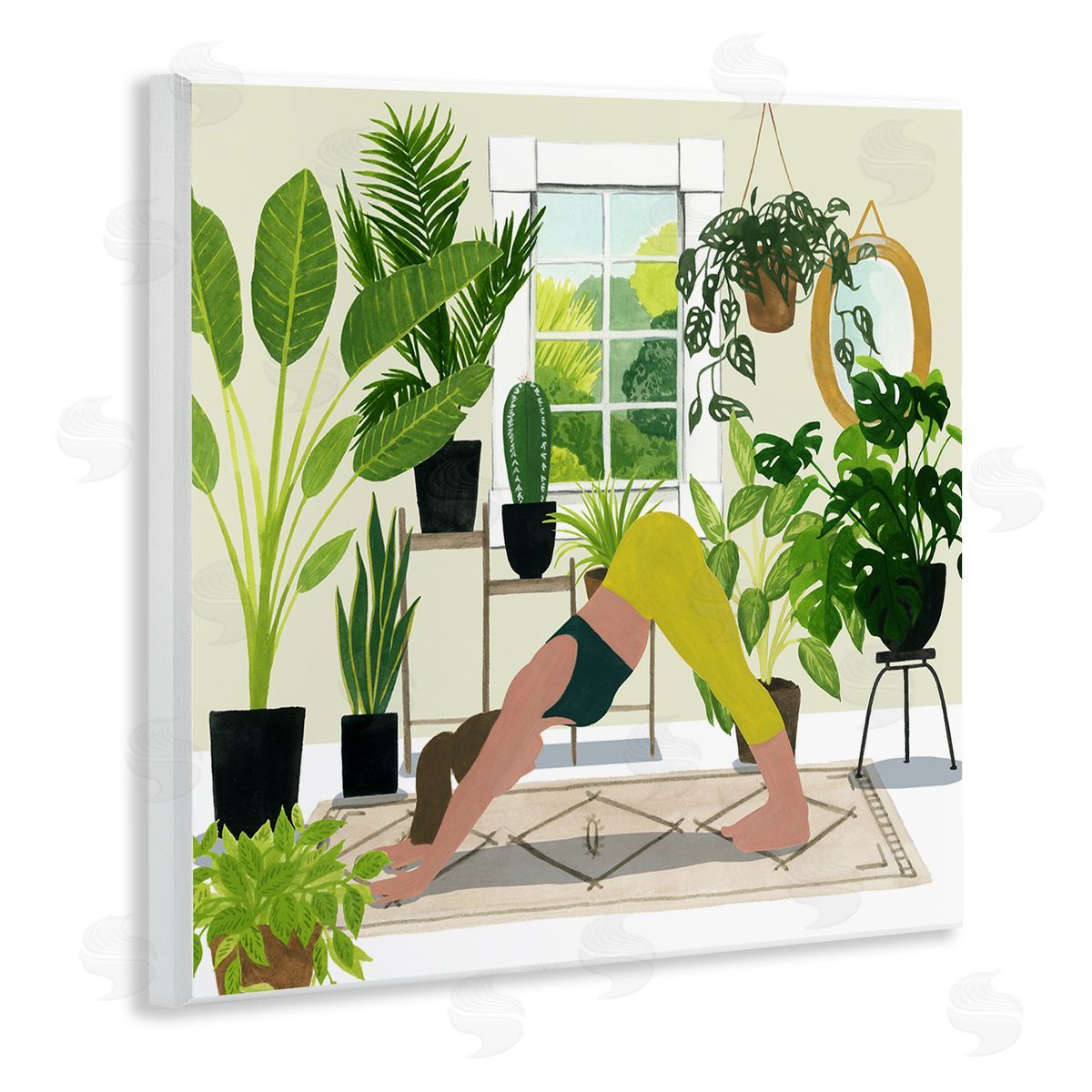 Grace Popp Female Yoga Modern Plant Room Wall Plaque Art