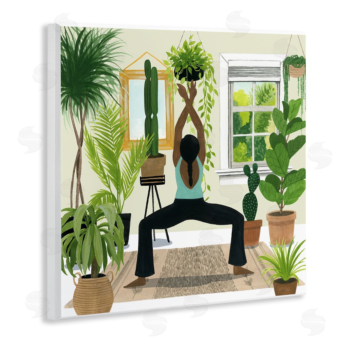 Grace Popp Female Yoga Cactus Plant Interior Wall Plaque Art