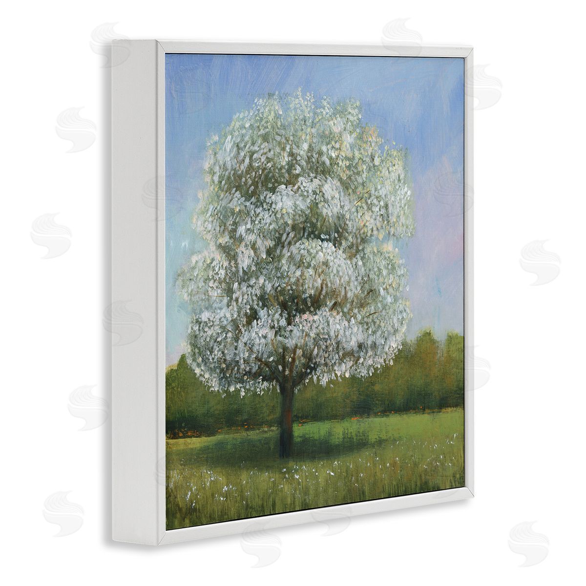 Tim O'Toole Spring Blossom Tree Floral Meadow White Framed Giclee Wall Art