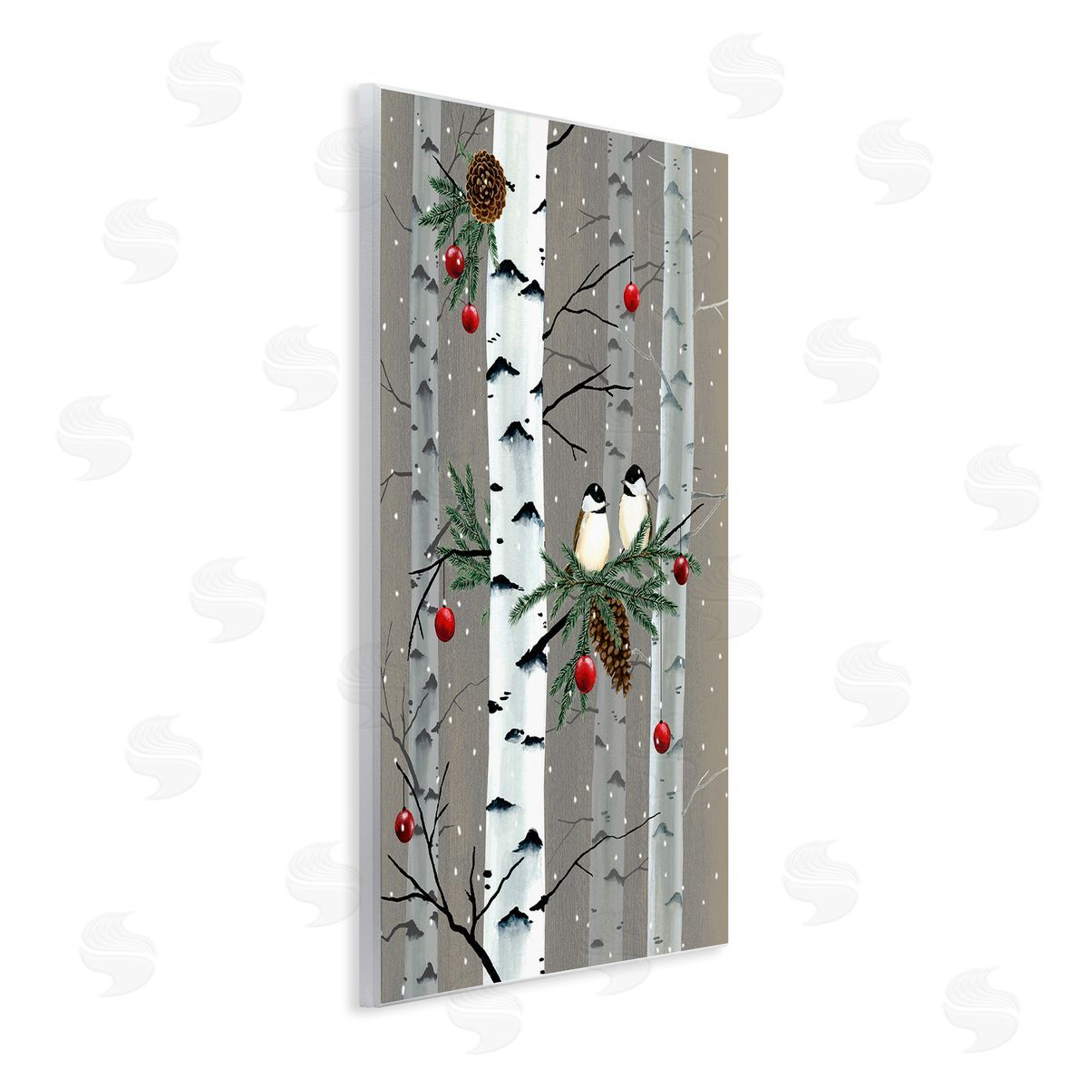 Birds & Ornaments Birch Tree Forest Wood Plaque Wall Art, Home Decor by Grace Popp