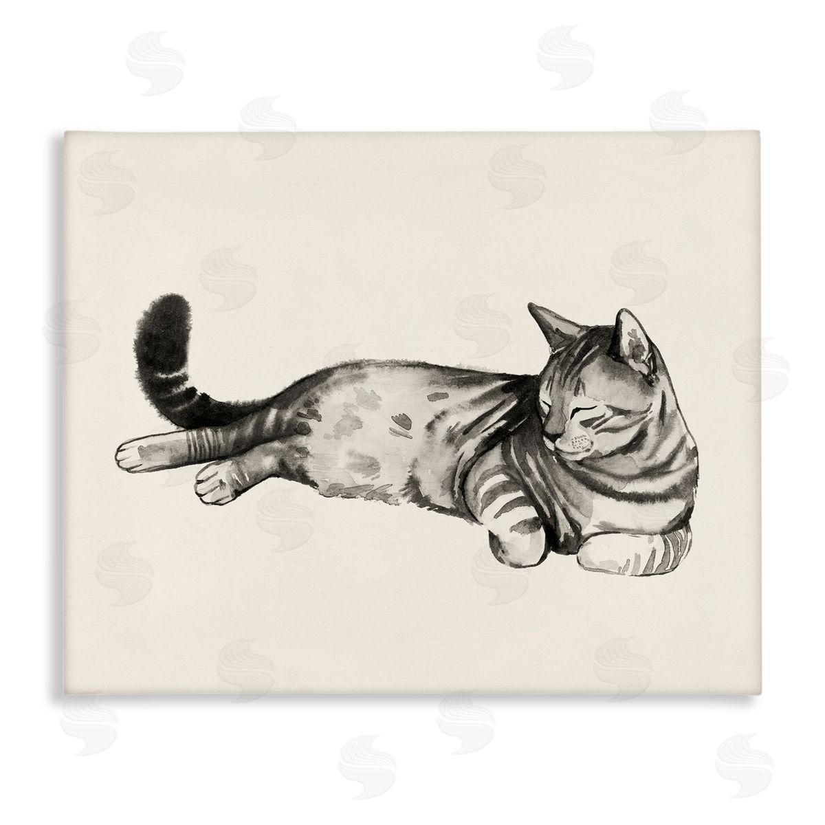 Grace Popp Sleeping Striped Cat Relaxed Pet Canvas Wall Art