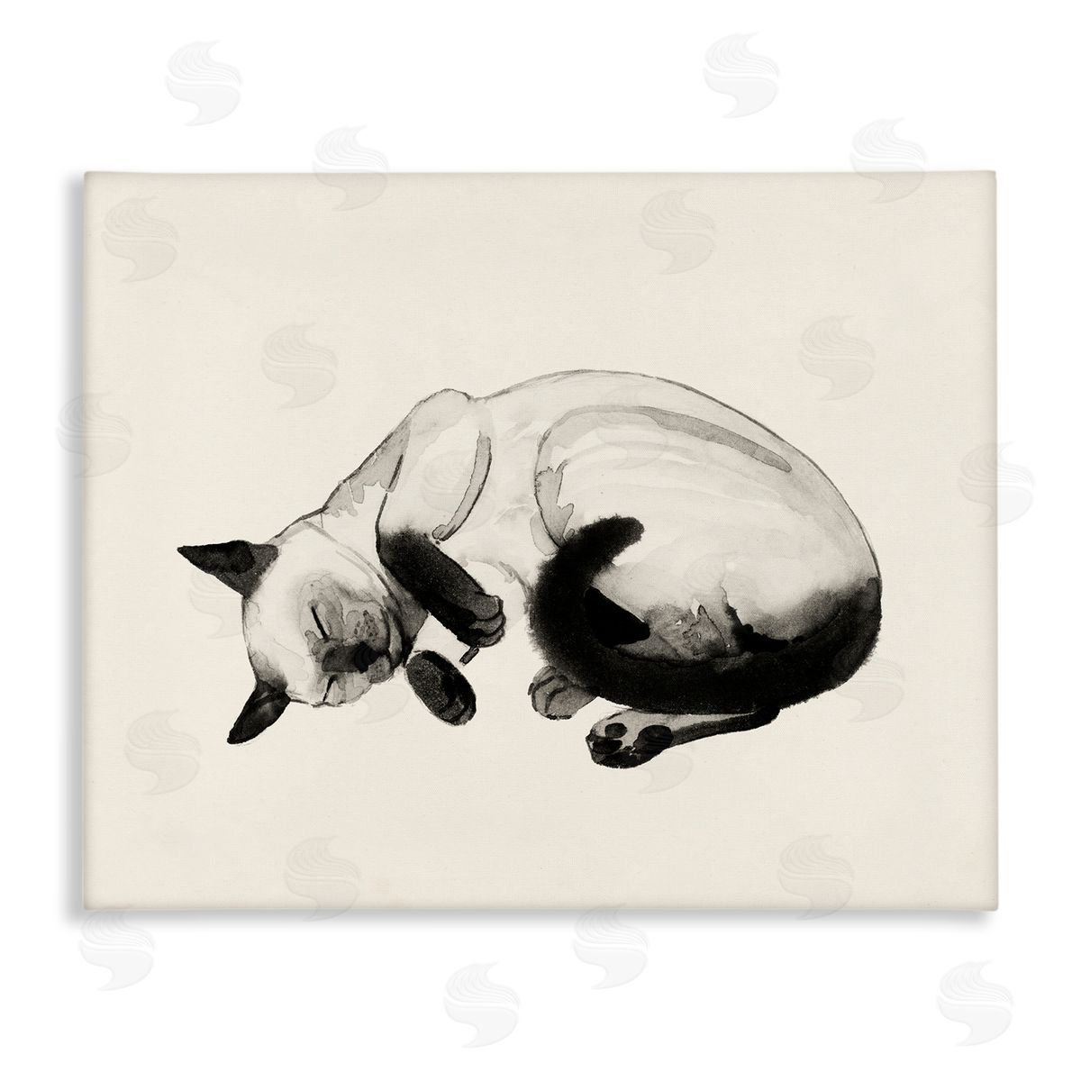 Grace Popp Siamese Cat Nap Relaxed Pet Canvas Wall Art