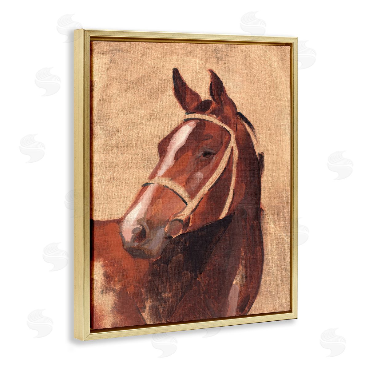 Jacob Green Southwestern Vintage Horse Portrait Gold Floater Frame Canvas Art