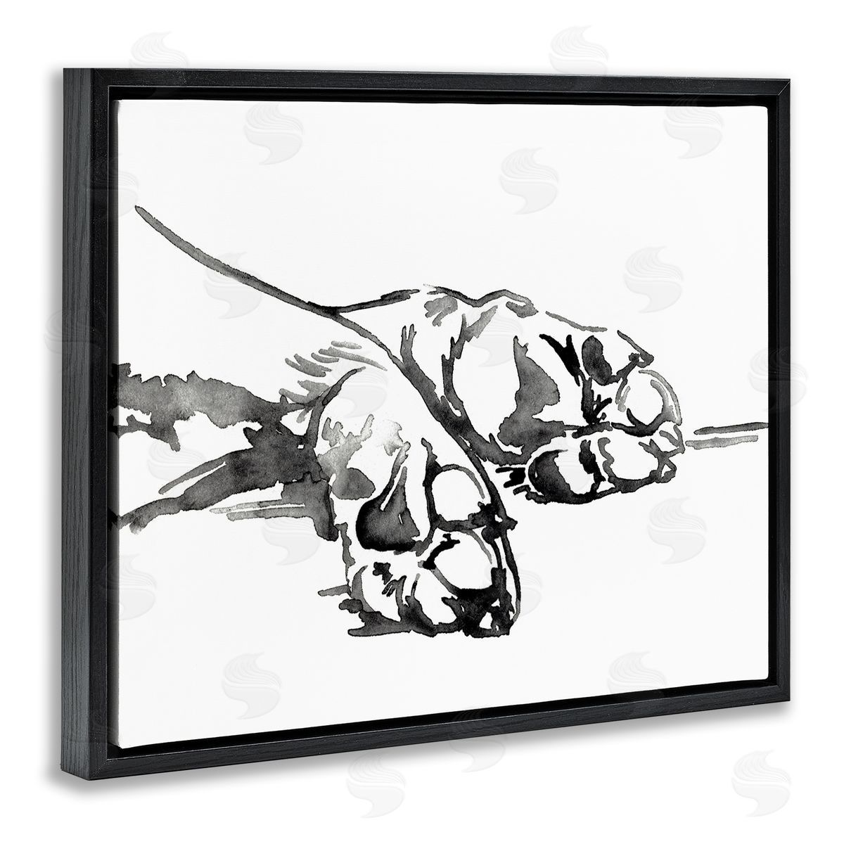 Jennifer Paxton Parker Animal Paws Minimal Ink Linework Black Floater Frame Canvas Art