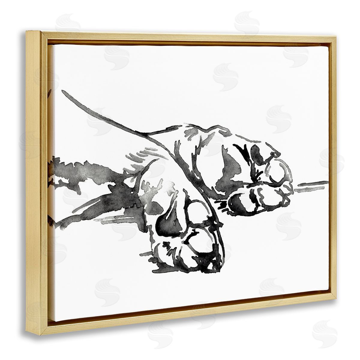 Jennifer Paxton Parker Animal Paws Minimal Ink Linework Gold Floater Frame Canvas Art