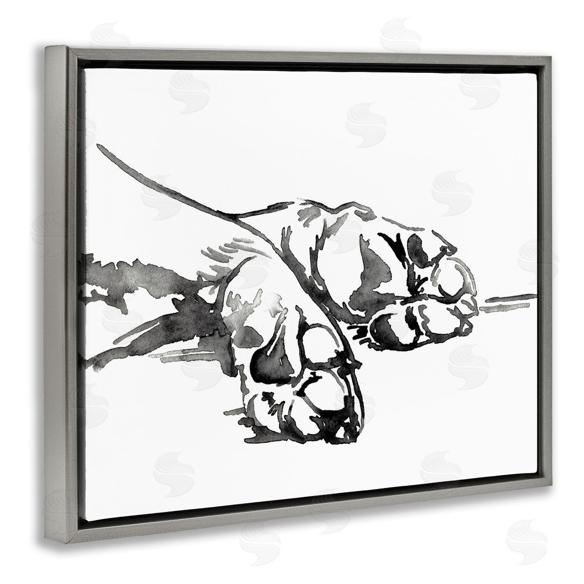 Jennifer Paxton Parker Animal Paws Minimal Ink Linework Gray Floater Frame Canvas Art