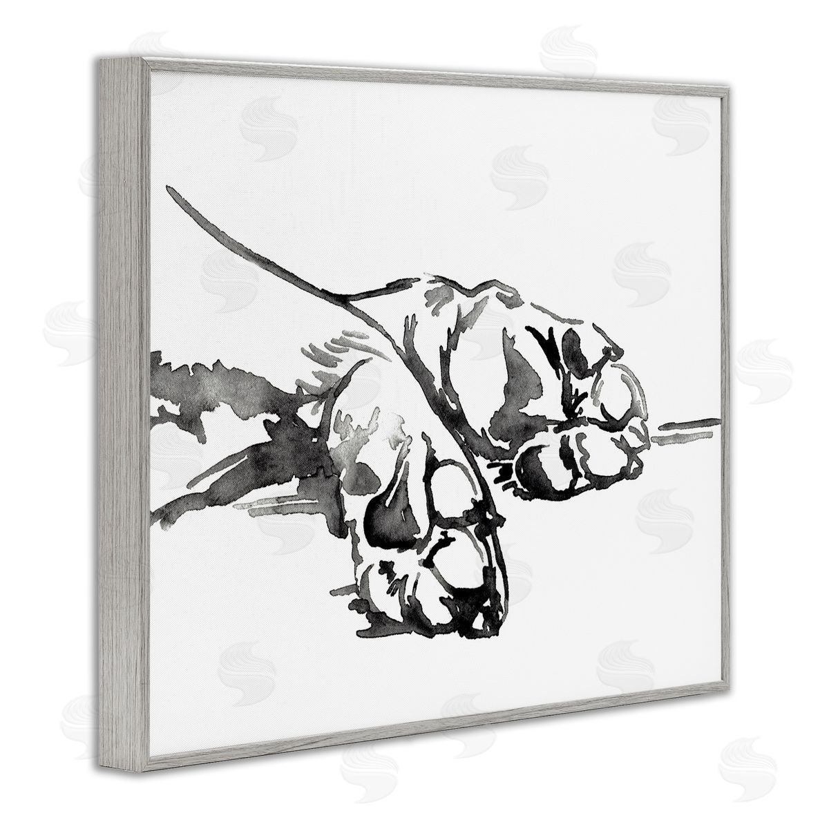 Jennifer Paxton Parker Animal Paws Minimal Ink Linework Gray Framed Giclee Wall Art