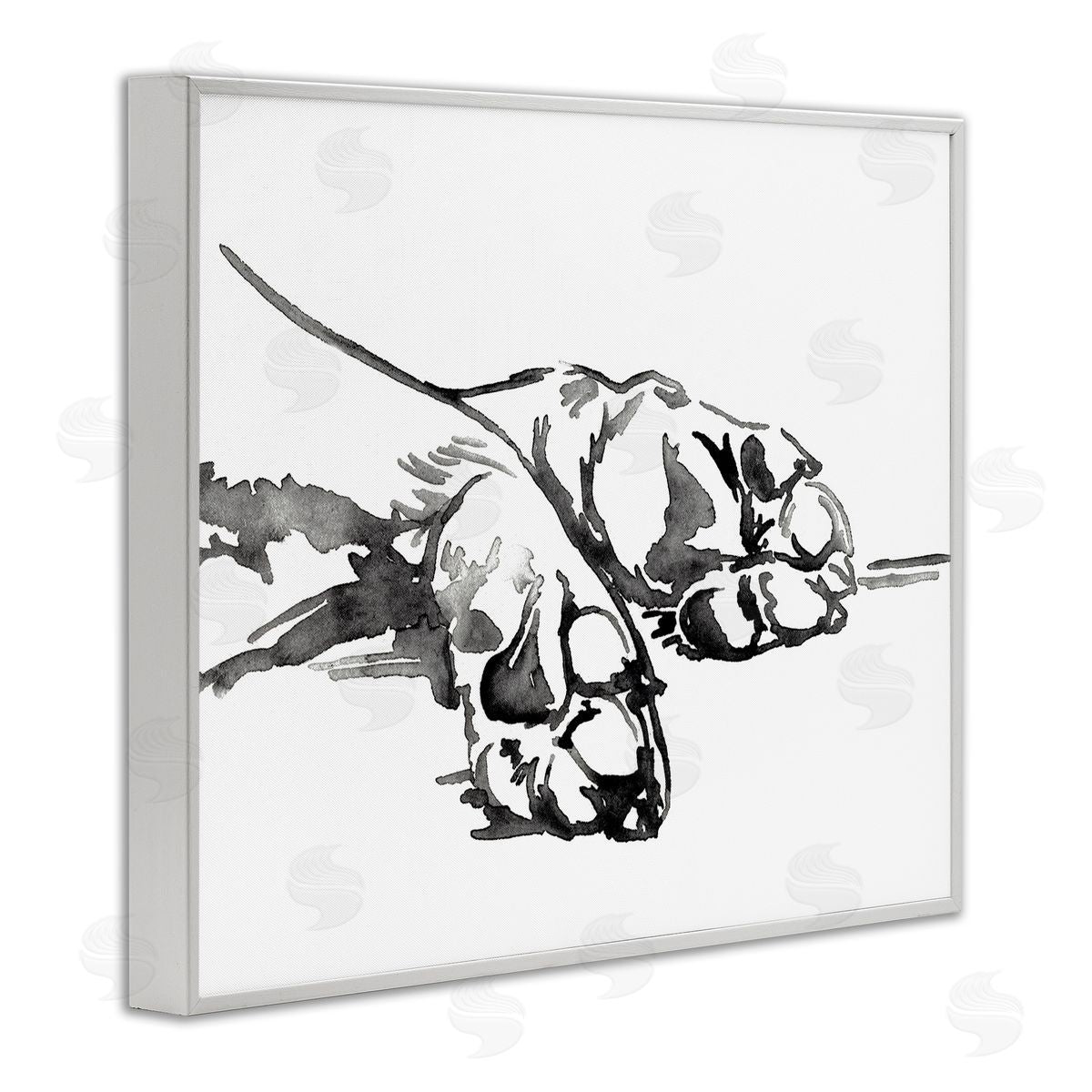 Jennifer Paxton Parker Animal Paws Minimal Ink Linework White Framed Giclee Wall Art