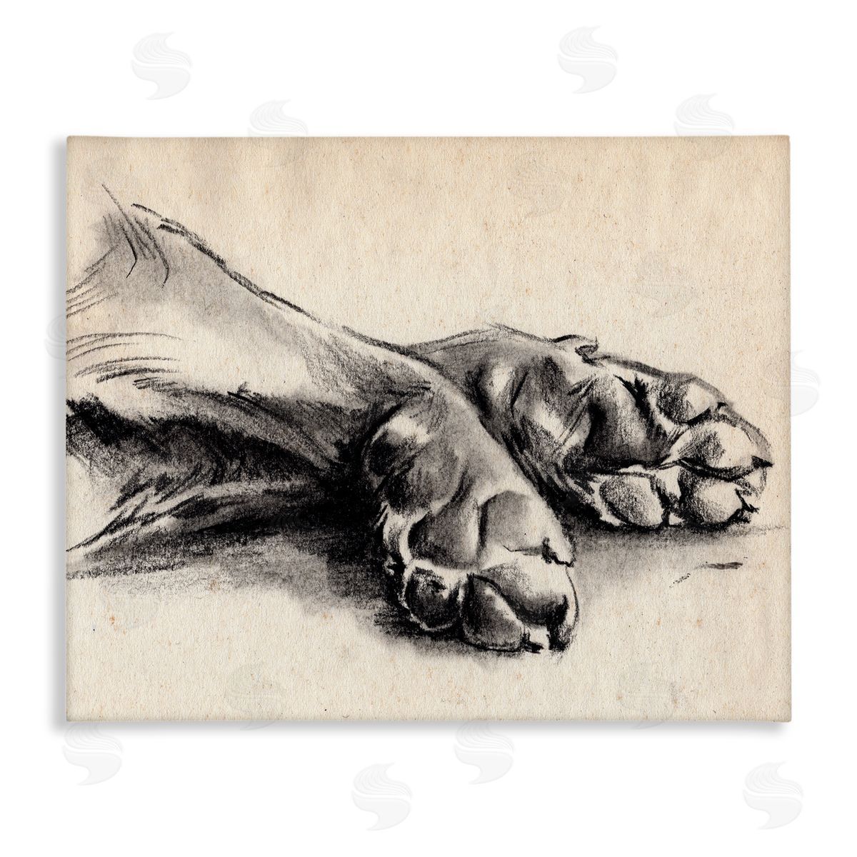 Dog Paw Charcoal Design Canvas Wall Art, Home Decor by Jennifer Paxton Parker
