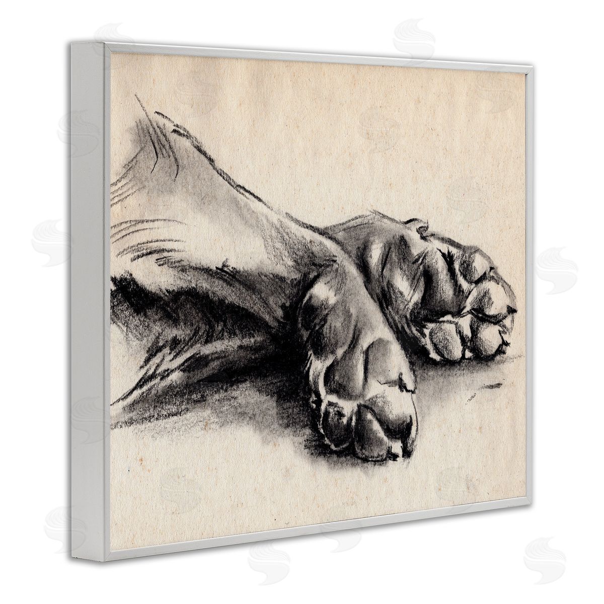 Dog Paw Charcoal Design White Frame Print Wall Art, Home Decor by Jennifer Paxton Parker