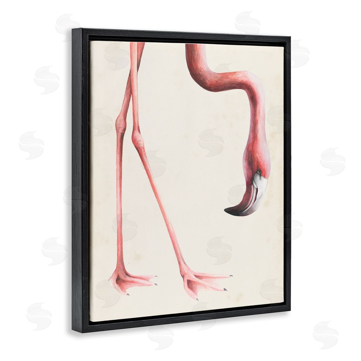 Grace Popp Flamingo Bending Feet Beak Detail Black Floater Frame Canvas Art