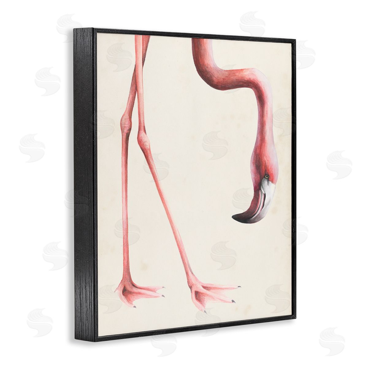 Grace Popp Flamingo Bending Feet Beak Detail Black Framed Giclee Wall Art