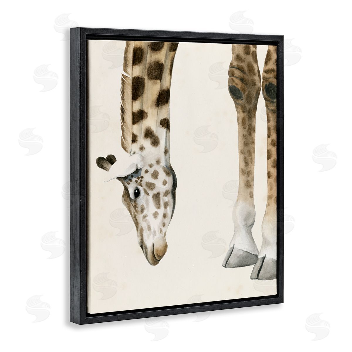 Grace Popp Giraffe Grazing Safari Animal Black Floater Frame Canvas Art