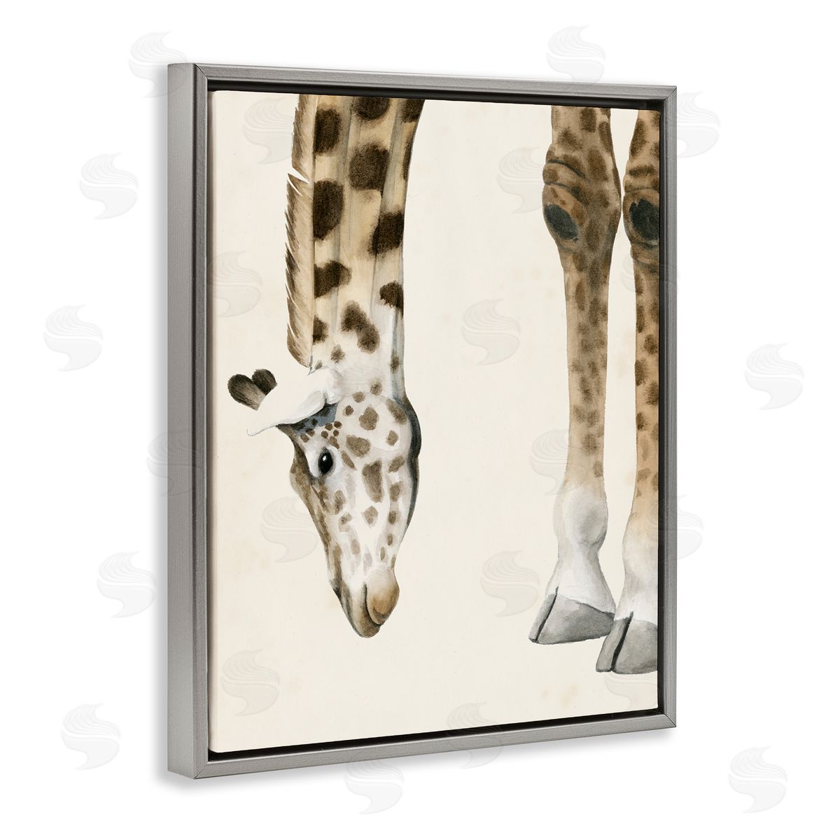 Grace Popp Giraffe Grazing Safari Animal Gray Floater Frame Canvas Art