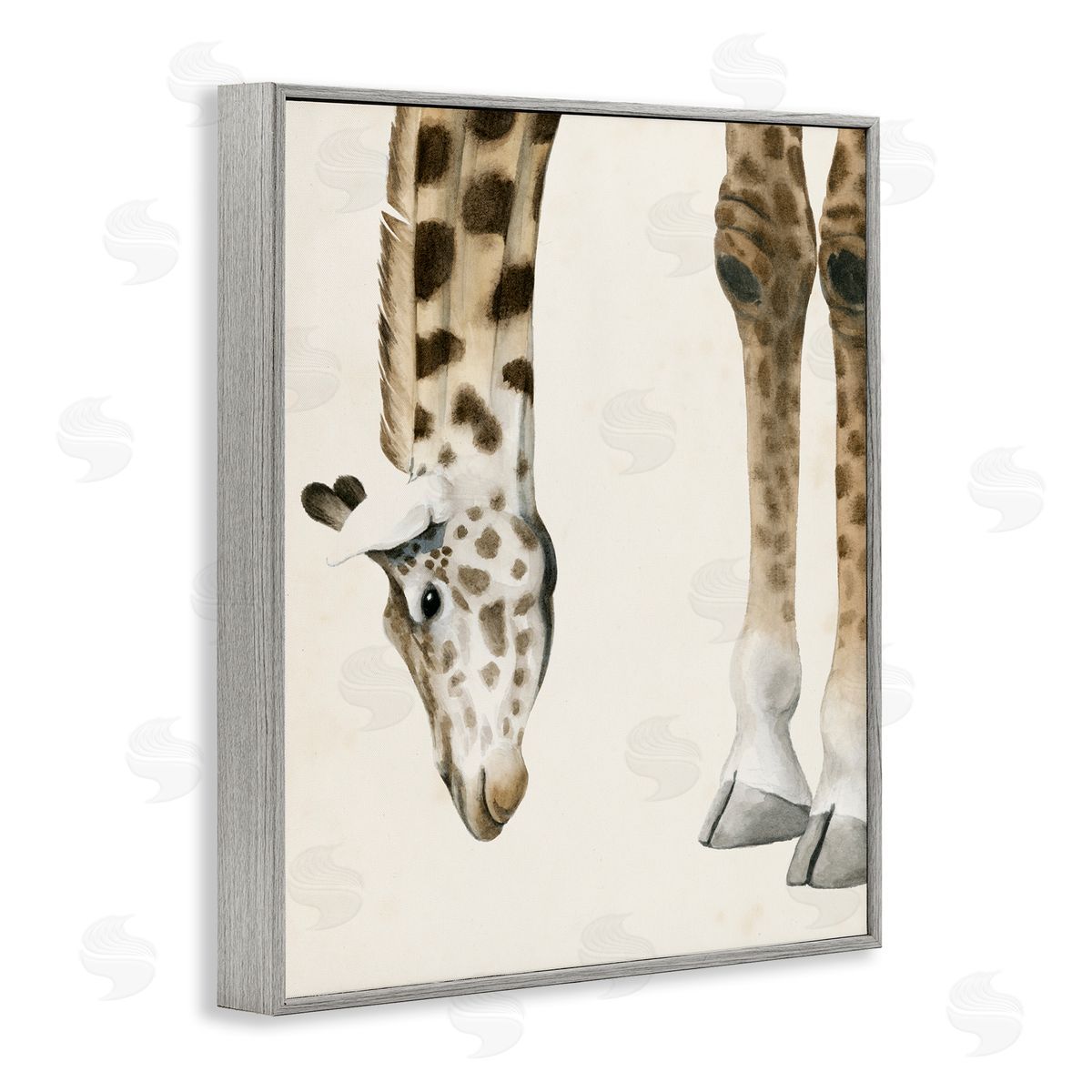 Grace Popp Giraffe Grazing Safari Animal Gray Framed Giclee Wall Art