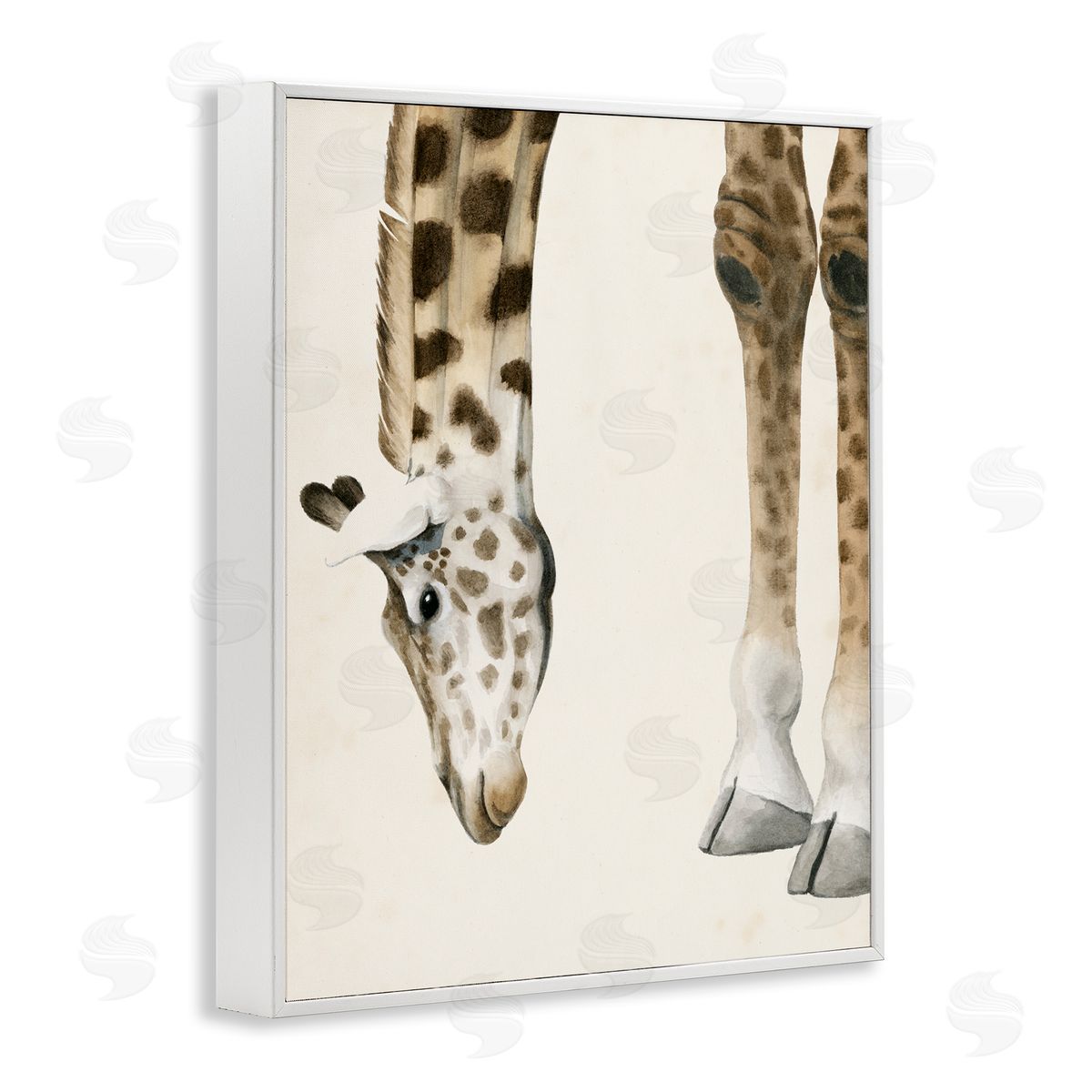 Grace Popp Giraffe Grazing Safari Animal White Framed Giclee Wall Art