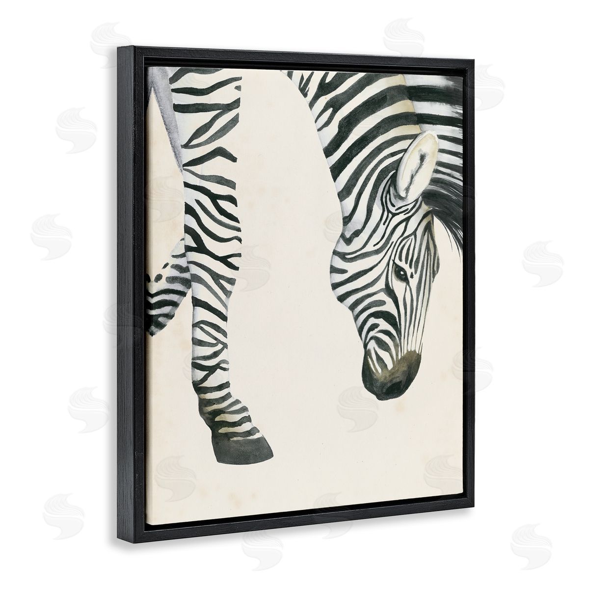 Grace Popp Zebra Grazing Striped Safari Animal Black Floater Frame Canvas Art