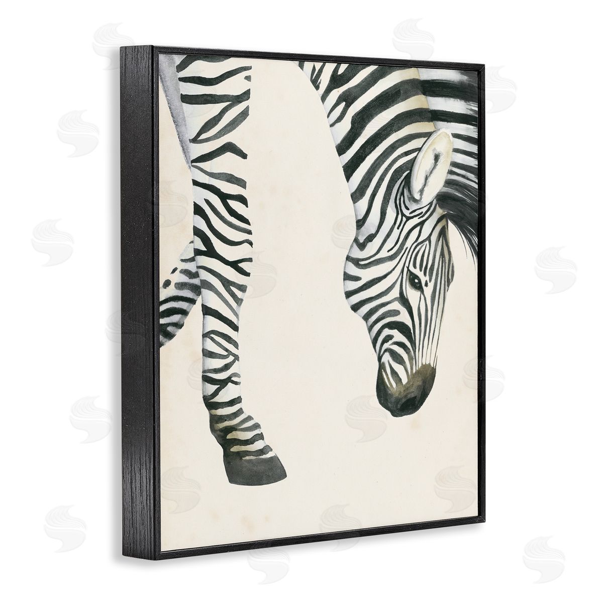 Grace Popp Zebra Grazing Striped Safari Animal Black Framed Giclee Wall Art