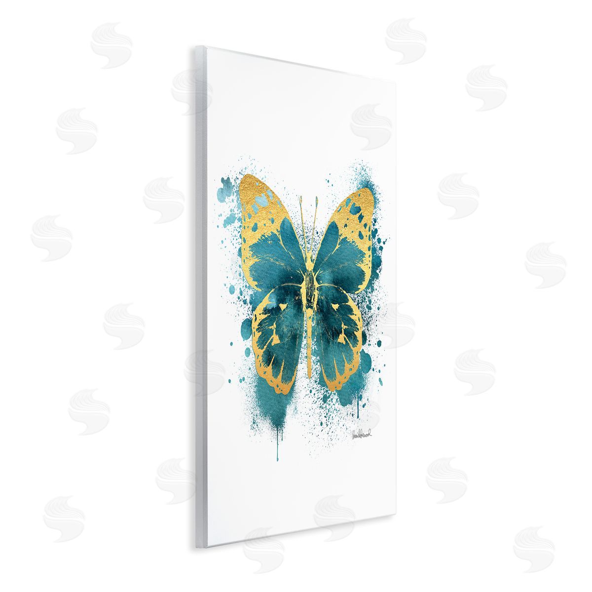 Amanda Greenwood Butterfly Abstract Blue Watercolor Painting Wall Plaque Art