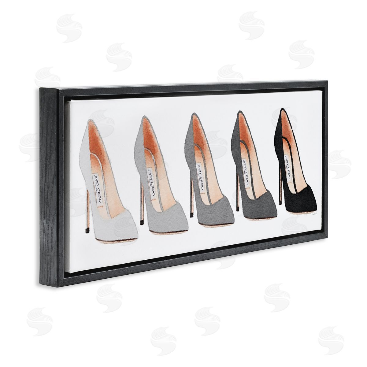 Amanda Greenwood Fashion Heels Glam Grey Shoes Black Floater Frame Canvas Art