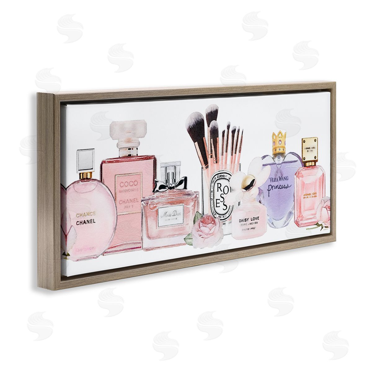 Fashion Fragrance Glam Accessories Brown Floating Frame Canvas Wall Art, Home Decor by Amanda Greenwood