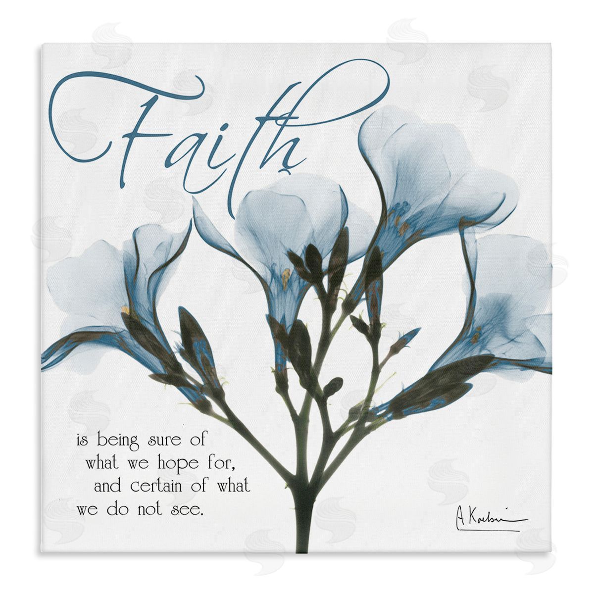 Faith Phrase Flower Silhouette Canvas Wall Art, Home Decor by Albert Koetsier