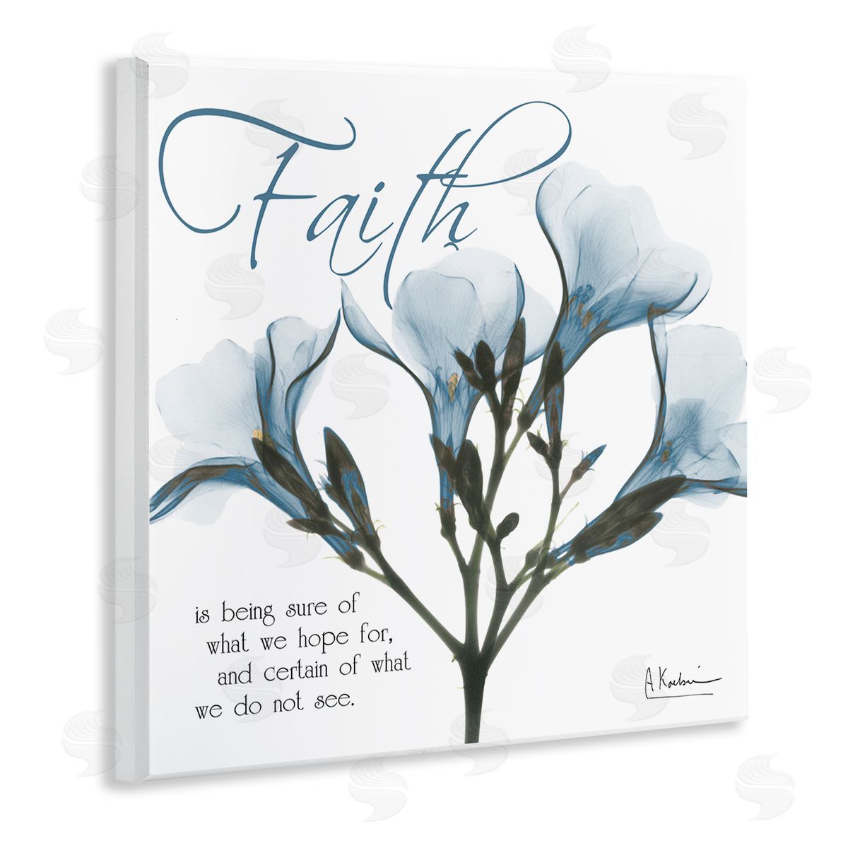 Faith Phrase Flower Silhouette Wood Plaque Wall Art, Home Decor by Albert Koetsier