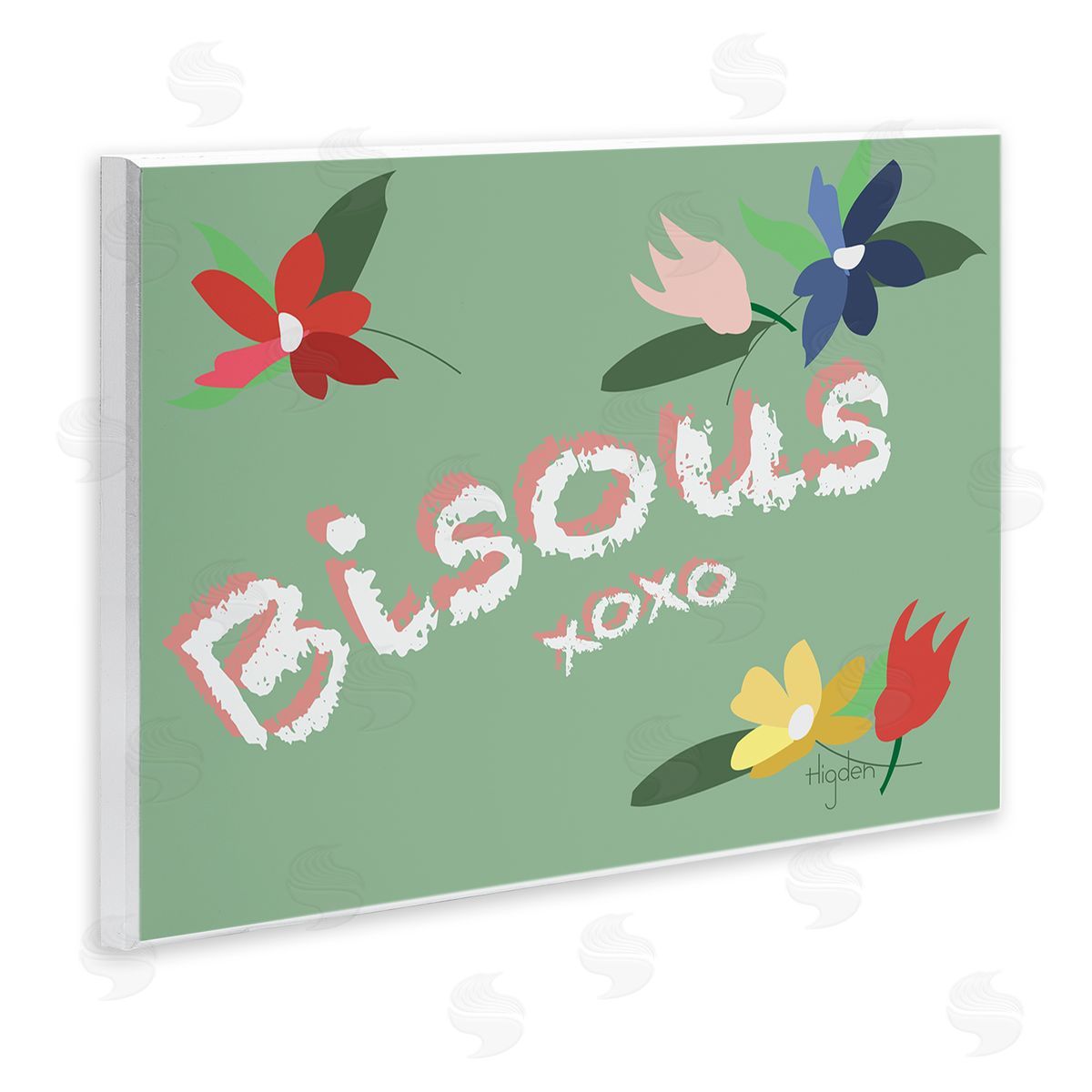 Mark Higden French Bisous Floral Kisses Design  Wall Plaque Art