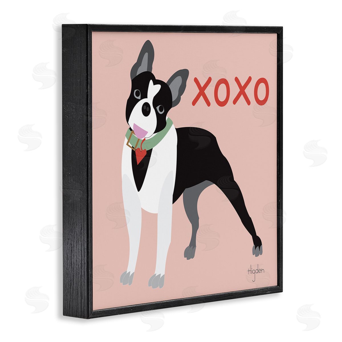 Mark Higden Boston Terrier Dog Hugs and Kisses Black Framed Giclee Wall Art