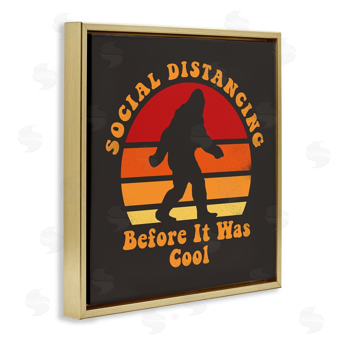 Buck Wear Bigfoot Social Distancing Pun Gold Floater Frame Canvas Art