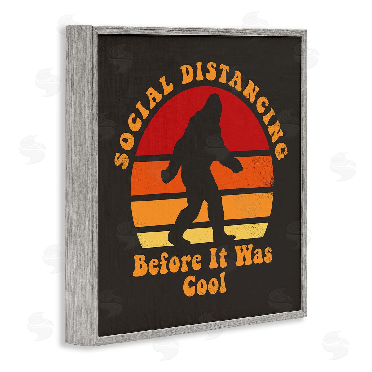 Buck Wear Bigfoot Social Distancing Pun Gray Framed Giclee Wall Art