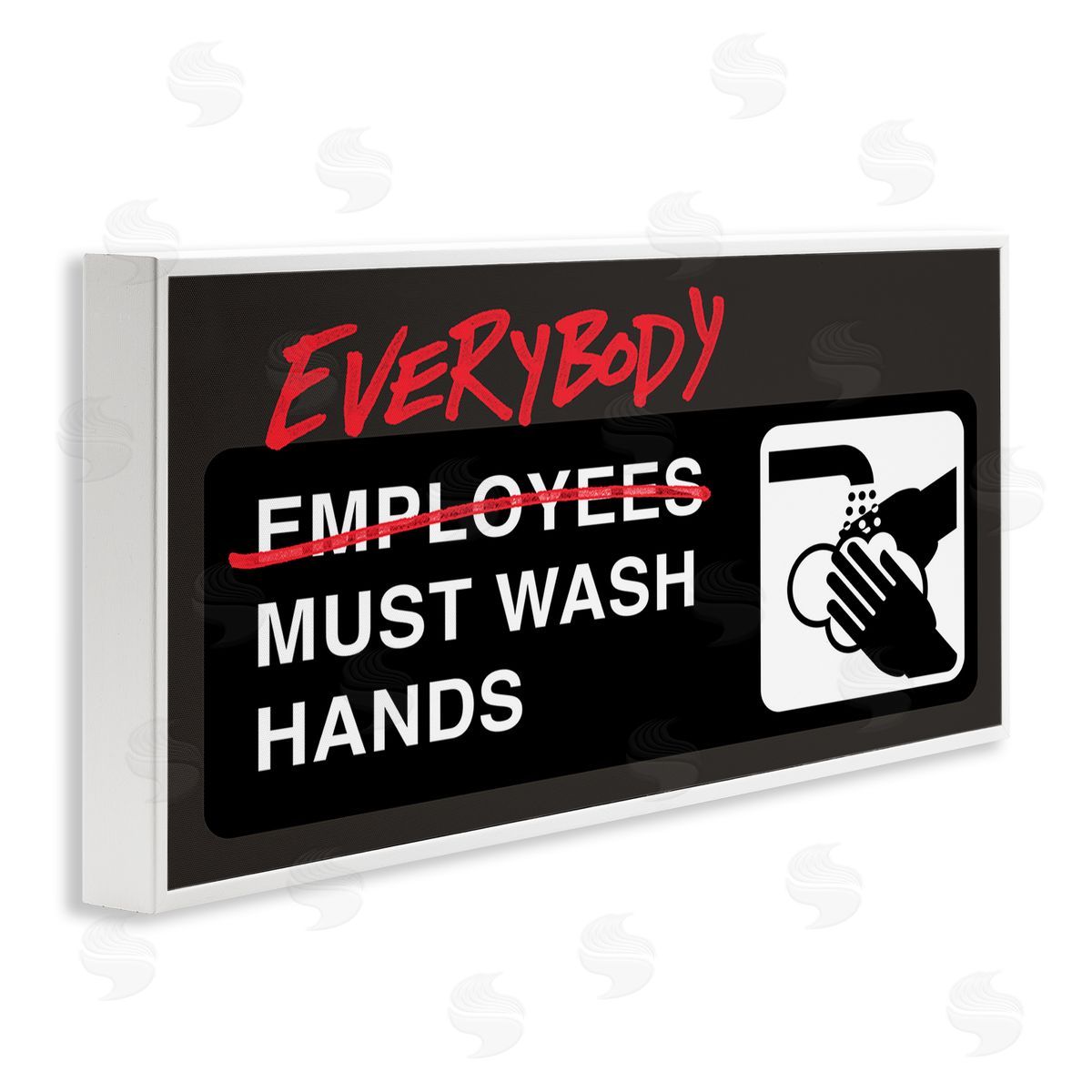Buck Wear Everybody Must Wash Hands Bathroom White Framed Giclee Wall Art