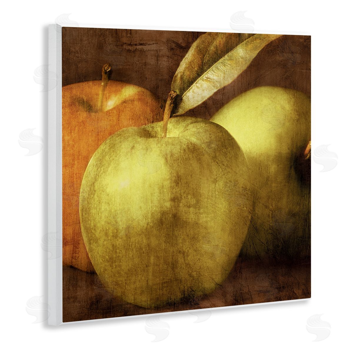Caroline Kelly Distressed Green Apples Vintage Design Wall Plaque Art