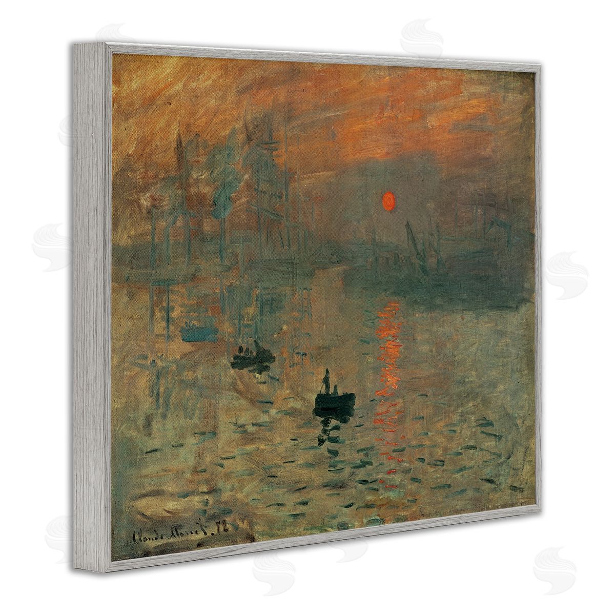 Claude Monet Traditional Painting Impression Brouillard Monet Gray Framed Giclee Wall Art