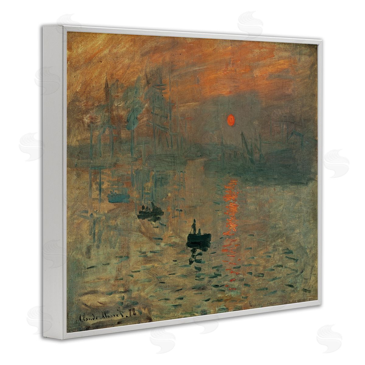 Claude Monet Traditional Painting Impression Brouillard Monet White Framed Giclee Wall Art