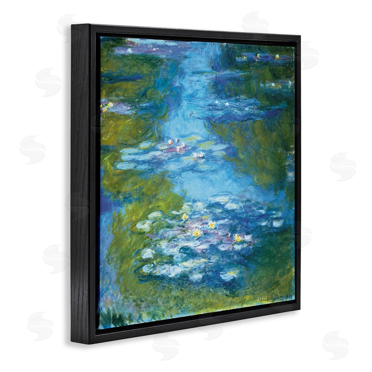 Claude Monet Classical Water Lilies Painting Traditional Monet Black Floater Frame Canvas Art