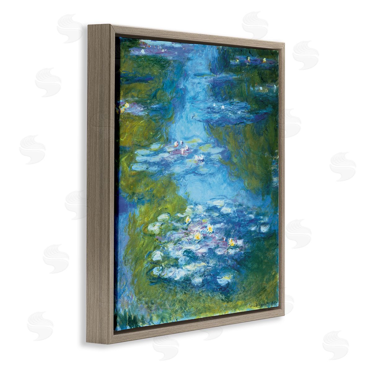 Claude Monet Classical Water Lilies Painting Traditional Monet Brown Floater Frame Canvas Art
