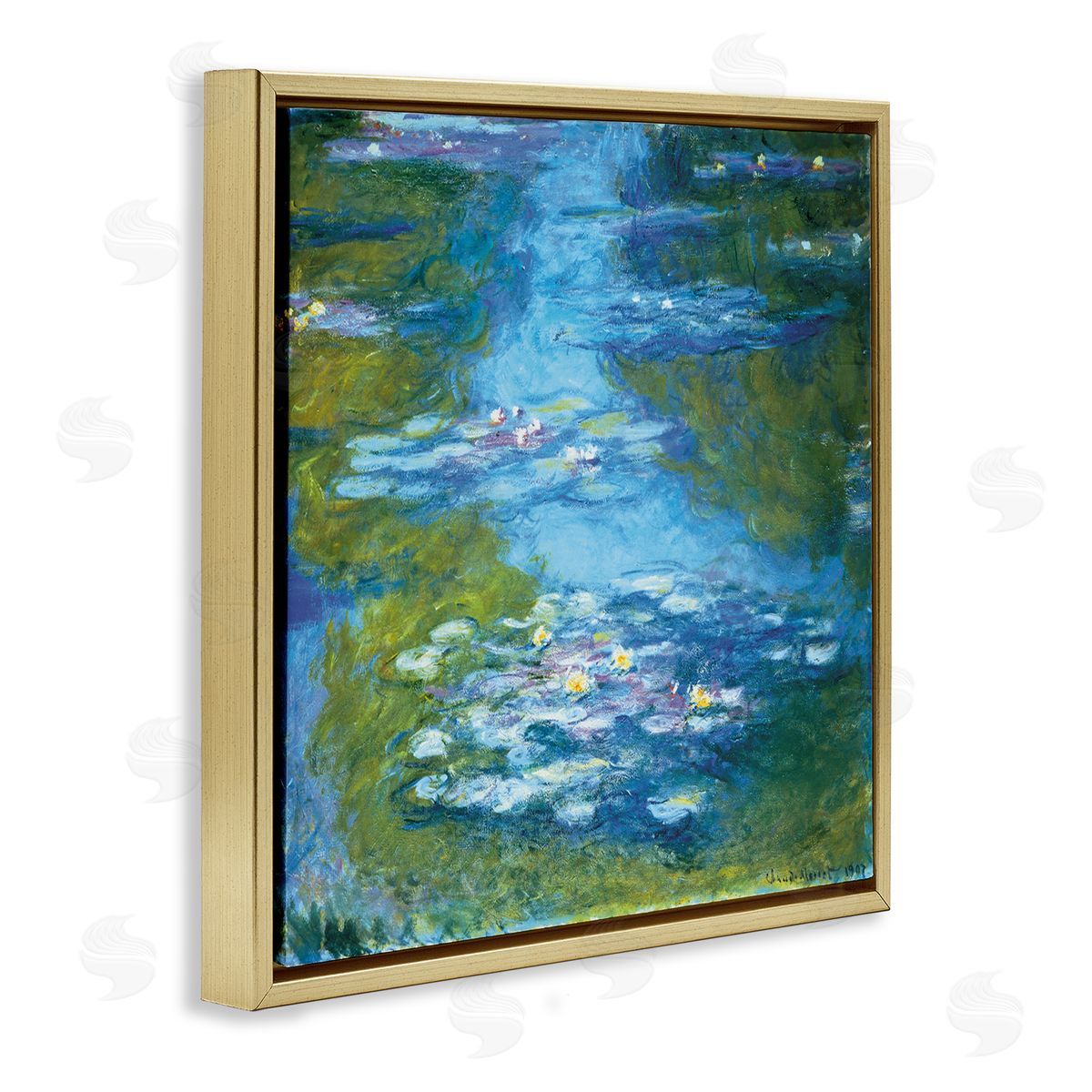 Claude Monet Classical Water Lilies Painting Traditional Monet Gold Floater Frame Canvas Art