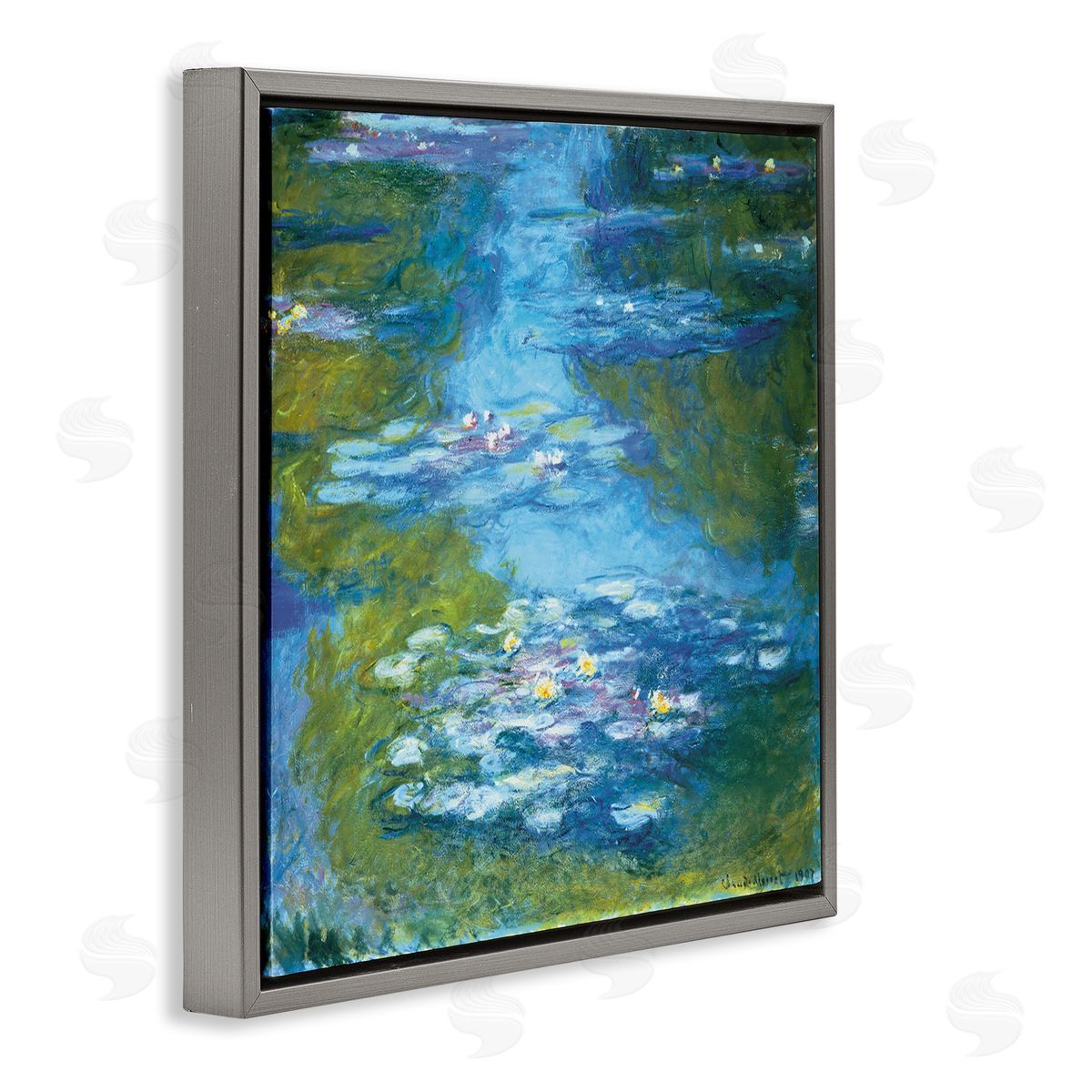 Claude Monet Classical Water Lilies Painting Traditional Monet Gray Floater Frame Canvas Art