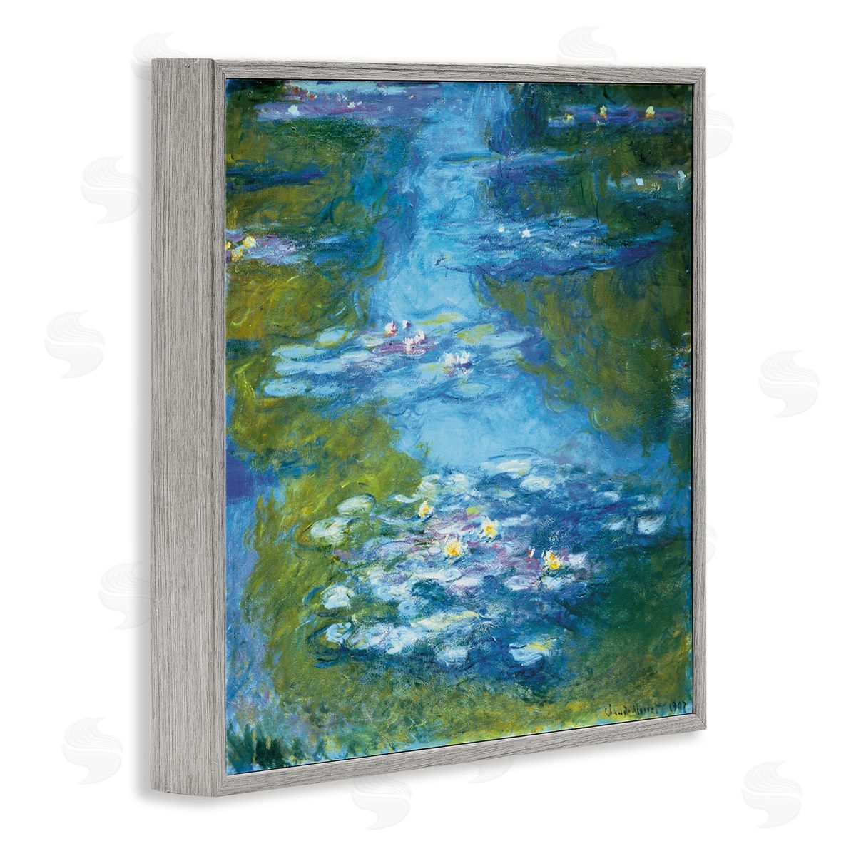 Claude Monet Classical Water Lilies Painting Traditional Monet Gray Framed Giclee Wall Art