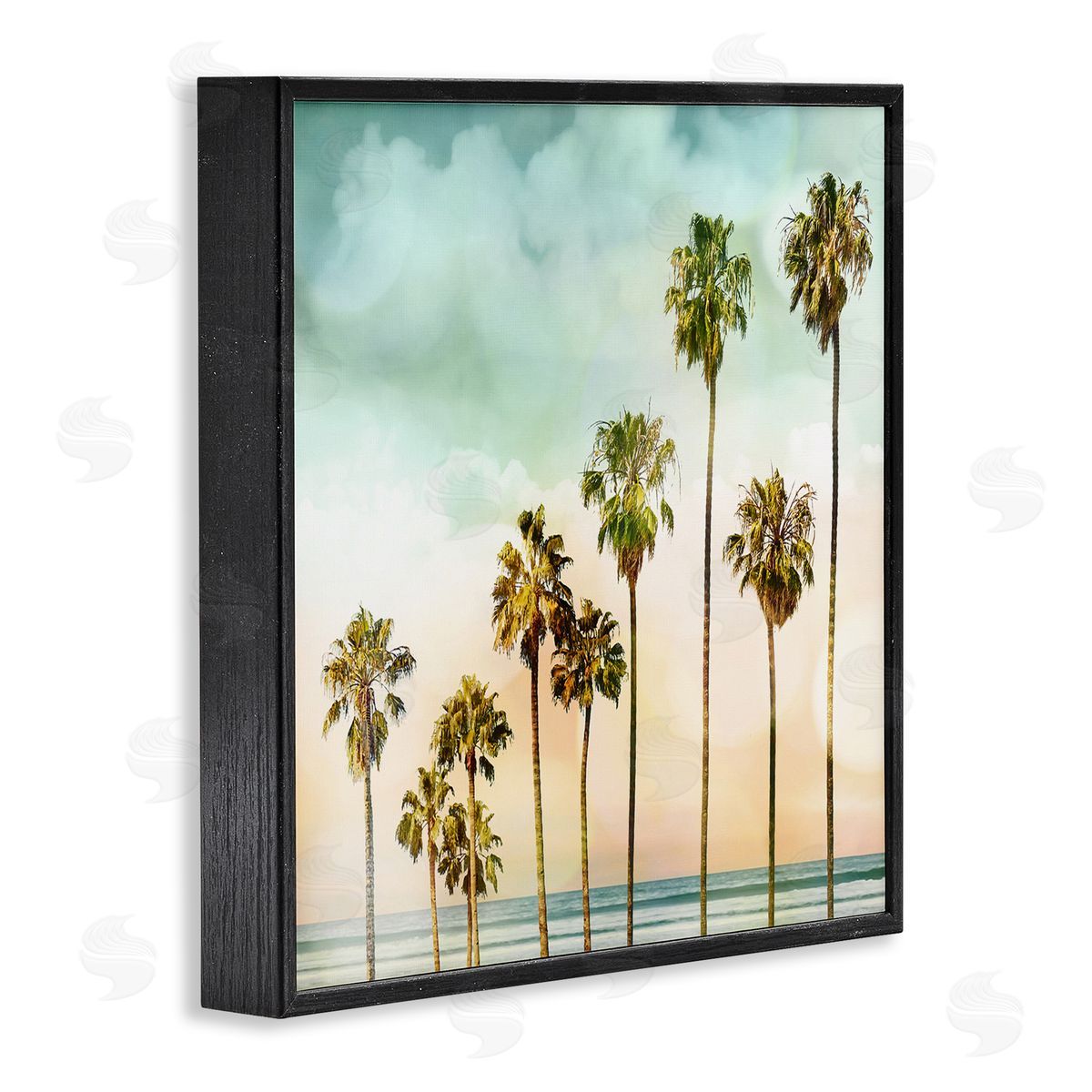 Tropical Beach Palm Trees Black Frame Print Wall Art, Home Decor by Devon Davis