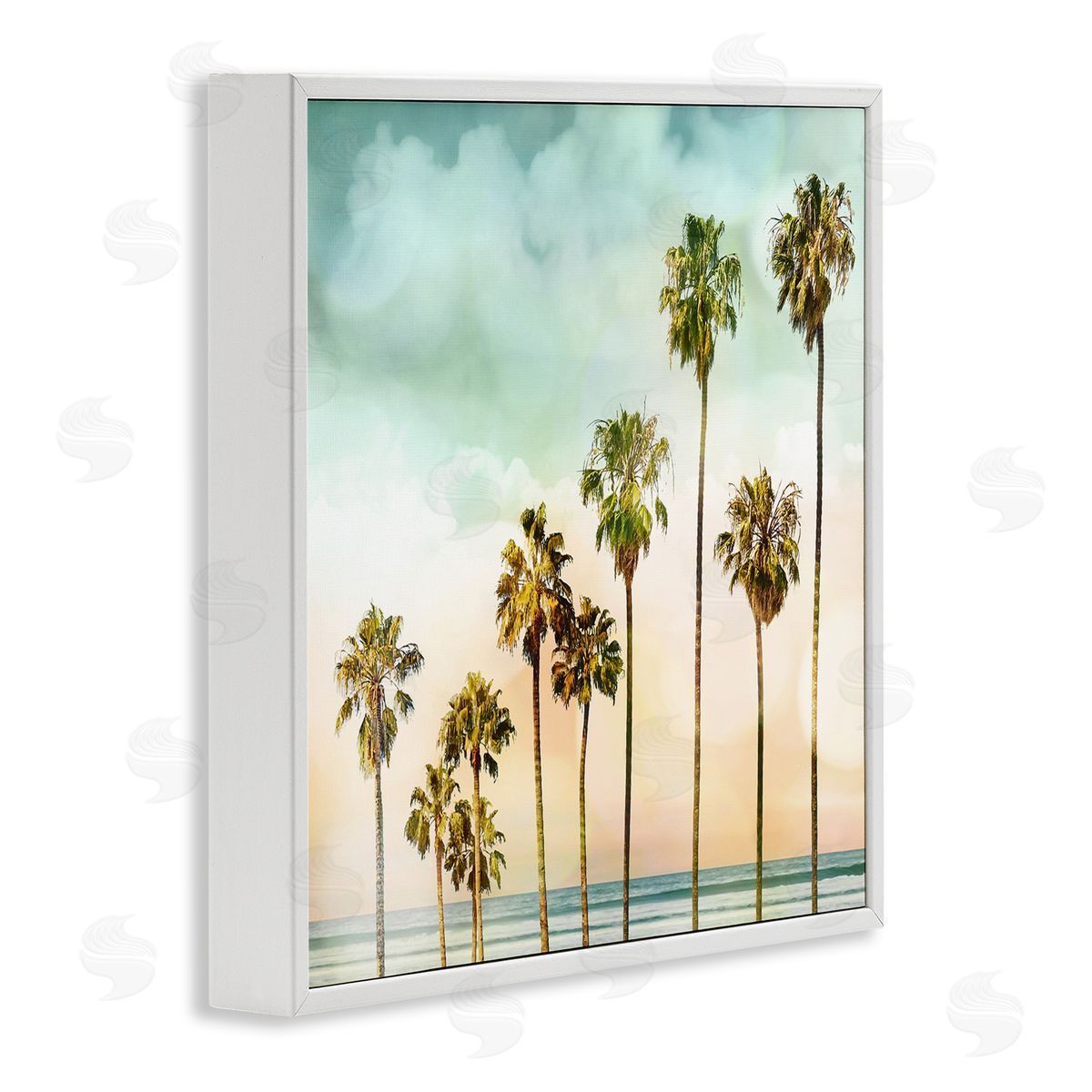 Tropical Beach Palm Trees White Frame Print Wall Art, Home Decor by Devon Davis