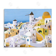 Carla Daly | Seaside Greek Cityscape White Yellow Buildings